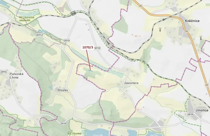 Dražba pozemku, Kněžnice, 631 m2