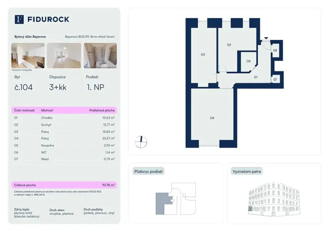 Prodej bytu 3+kk, Brno, Bayerova, 71 m2