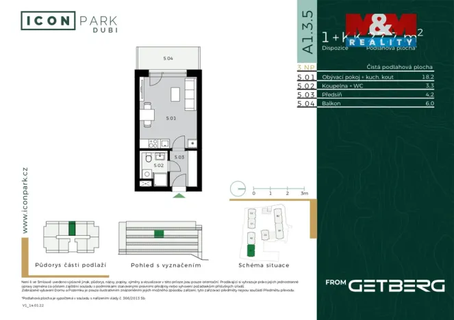 Pronájem bytu 1+kk, Kladno - Dubí, Ke křížku, 28 m2