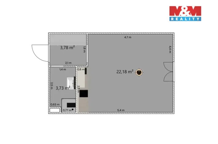 Prodej bytu 1+kk, Roudnice nad Labem, Okružní, 30 m2