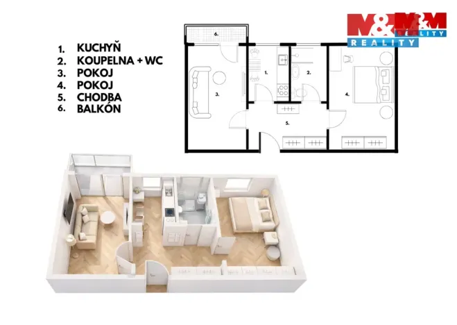 Pronájem bytu 2+1, Olomouc, Varšavské nám., 46 m2