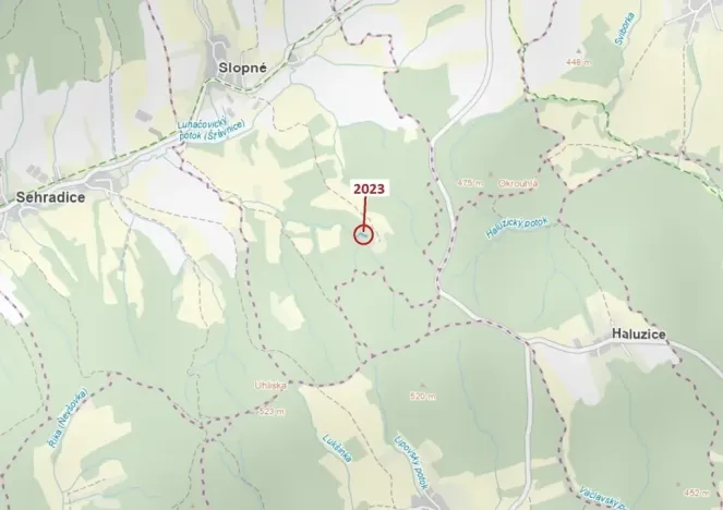 Dražba pozemku, Slopné, 1294 m2