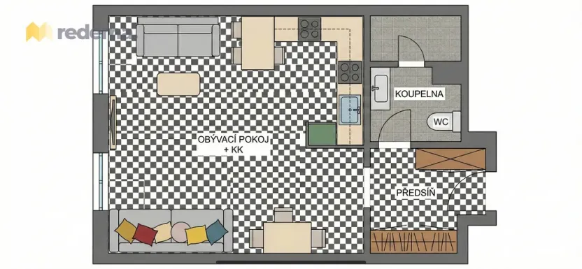 Pronájem bytu 1+kk, Praha - Vinohrady, Velehradská, 29 m2