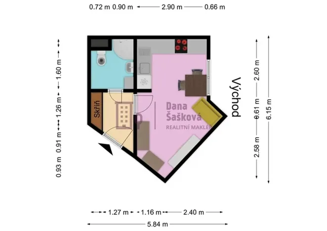 Pronájem bytu 1+kk, Jindřichův Hradec, Nušlova, 23 m2