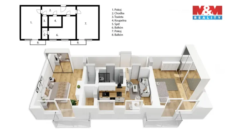 Prodej bytu 3+kk, Třebechovice pod Orebem - Nepasice, 73 m2