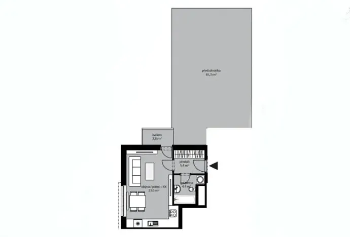 Pronájem bytu 1+kk, Libčice nad Vltavou, Pod Hliníkem, 33 m2