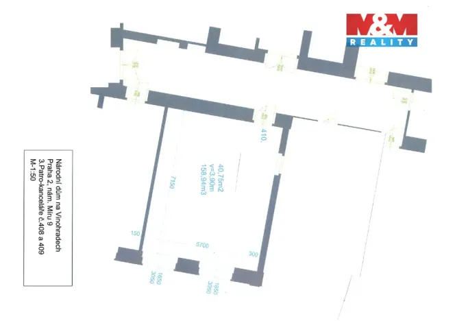 Pronájem kanceláře, Praha - Vinohrady, náměstí Míru, 41 m2