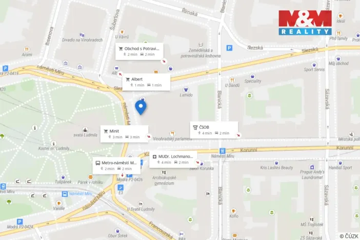 Pronájem kanceláře, Praha - Vinohrady, náměstí Míru, 74 m2