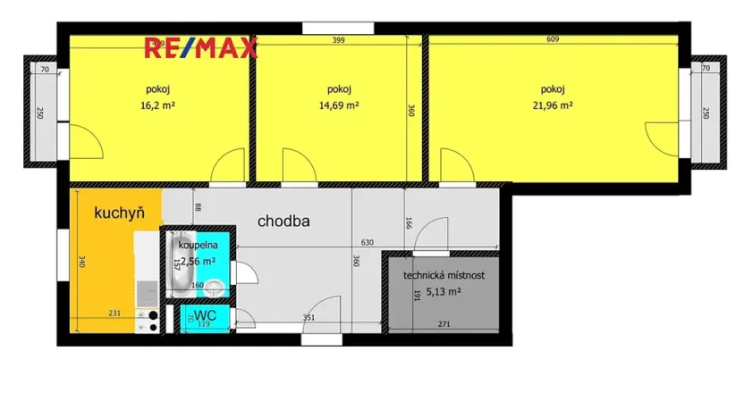 Prodej bytu 3+1, Poděbrady, Dr. Horákové, 92 m2