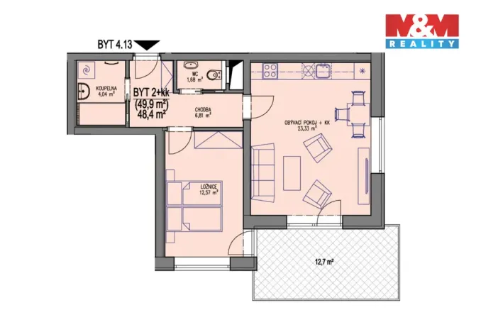 Prodej bytu 2+kk, Brno - Žebětín, Sentická, 49 m2