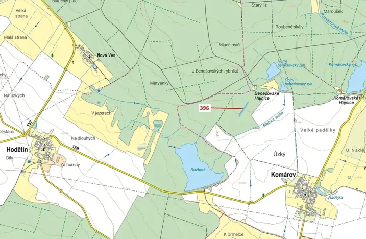 Dražba lesa, Komárov, 3832 m2