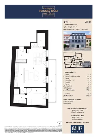 Prodej bytu 2+kk, Bystřice nad Pernštejnem, Masarykovo náměstí, 62 m2