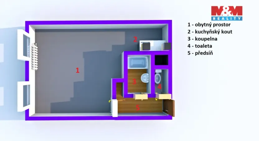 Prodej bytu 1+kk, Ústí nad Labem - Krásné Březno, V Oblouku, 31 m2