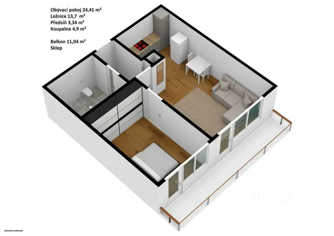 Pronájem bytu 2+kk, Praha - Hlubočepy, Wassermannova, 49 m2