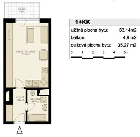Pronájem bytu 1+kk, Praha - Hostivař, Athénská, 35 m2