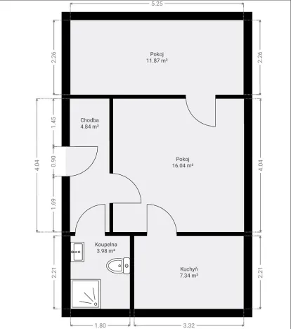 Prodej bytu 2+1, Velká Bystřice, Nádražní I, 44 m2