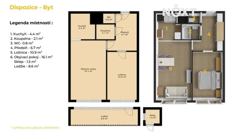 Prodej bytu 2+kk, Praha - Prosek, Prosecká, 41 m2