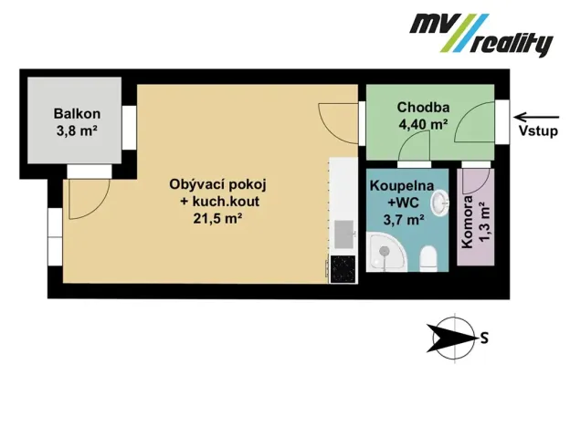 Pronájem bytu 1+kk, Lysá nad Labem, Vichrova, 31 m2