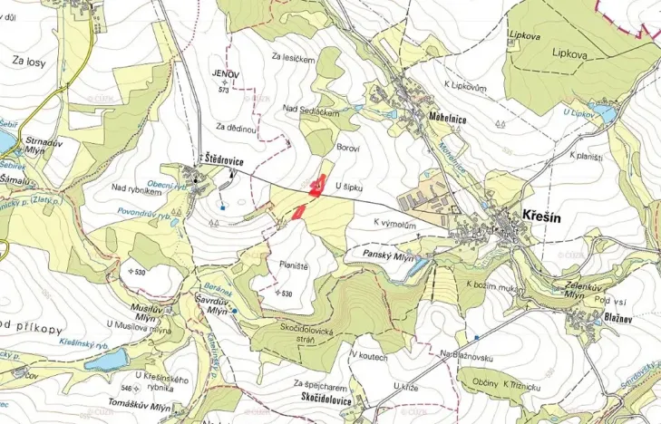 Prodej louky, Křešín, 3606 m2