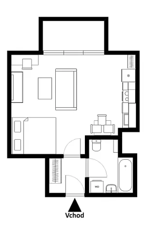 Pronájem bytu 1+kk, Praha - Letňany, Štanderova, 37 m2
