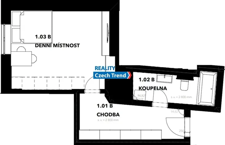 Pronájem bytu 1+kk, Olomouc, Stará Víska, 34 m2