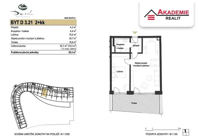 Pronájem bytu 2+kk, Brno, Bystrcká, 59 m2