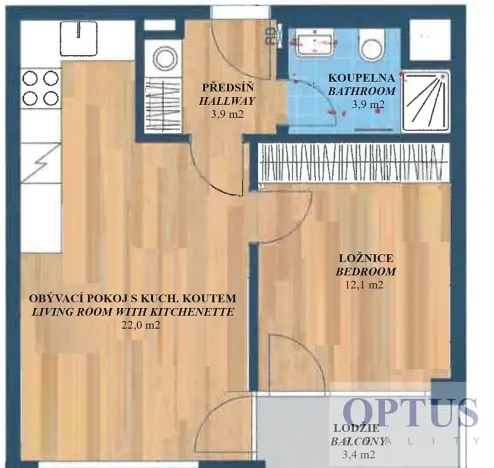 Pronájem bytu 2+kk, Praha - Smíchov, Albrightové, 44 m2
