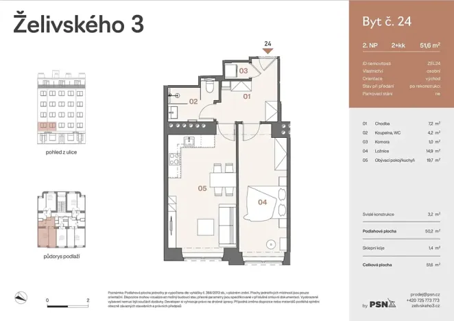 Prodej bytu 2+kk, Praha - Žižkov, Jana Želivského, 47 m2