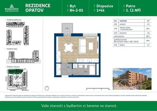Pronájem bytu 1+kk, Praha - Chodov, Líbalova, 30 m2