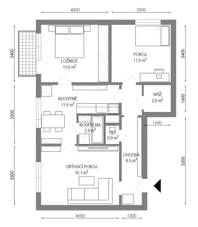 Prodej bytu 3+1, Jihlava, Královský vršek, 73 m2