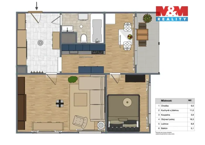 Prodej bytu 2+1, Děčín - Děčín VI-Letná, Krásnostudenecká, 51 m2