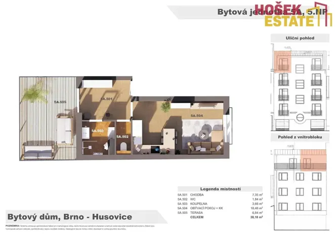 Dražba bytu 1+kk, Brno, Netušilova, 38 m2