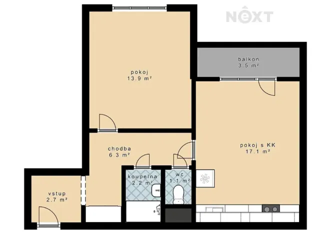 Prodej bytu 2+kk, České Budějovice, V. Volfa, 43 m2