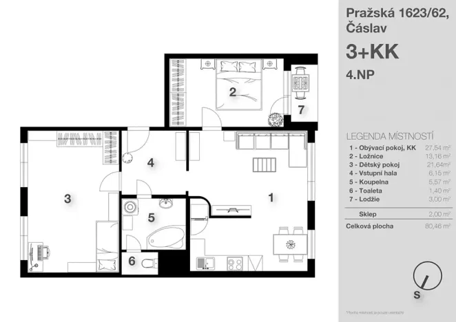 Prodej bytu 3+kk, Čáslav, Pražská, 80 m2