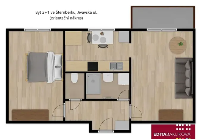 Pronájem bytu 2+1, Šternberk, Jívavská, 50 m2