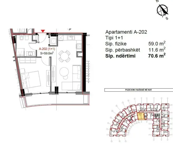 Prodej bytu 2+kk, Kavaja, Albánie, 59 m2