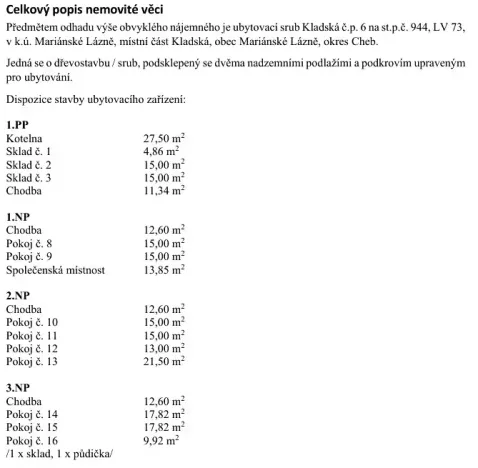 Pronájem ubytování, Mariánské Lázně, 255 m2