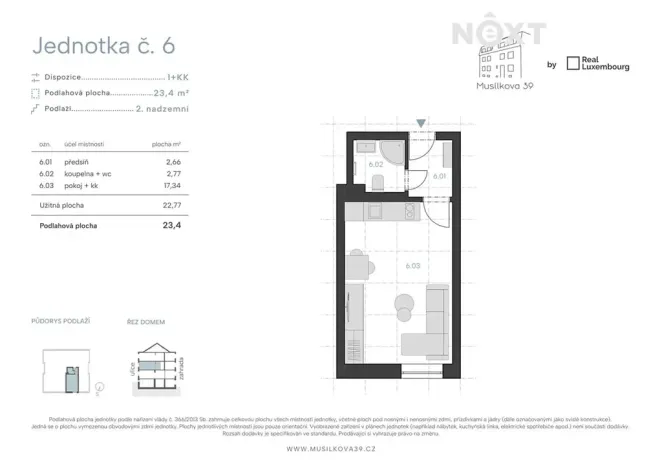 Prodej bytu 1+kk, Praha - Košíře, Musílkova, 23 m2