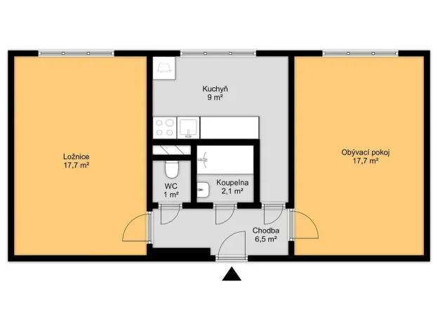 Pronájem bytu 2+1, Kralupy nad Vltavou - Lobeček, Štefánikova, 56 m2