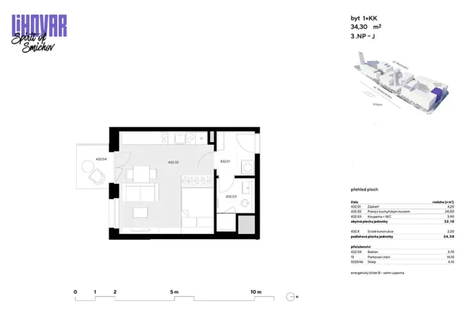 Pronájem bytu 1+kk, Praha - Smíchov, U Lihovaru, 34 m2