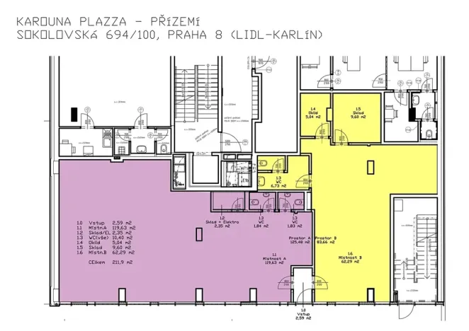 Pronájem obchodního prostoru, Praha - Karlín, Sokolovská, 135 m2