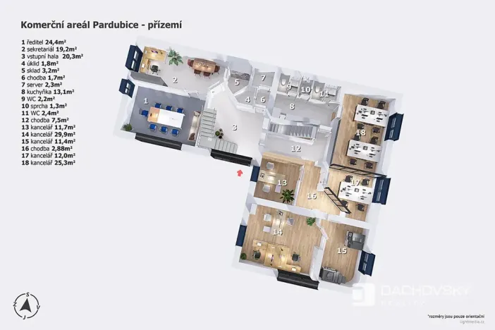 Prodej kanceláře, Pardubice, K Dolíčku, 374 m2