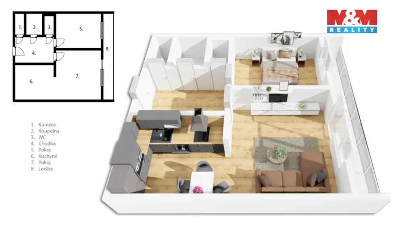 Prodej bytu 2+kk, Pardubice - Zelené Předměstí, 58 m2