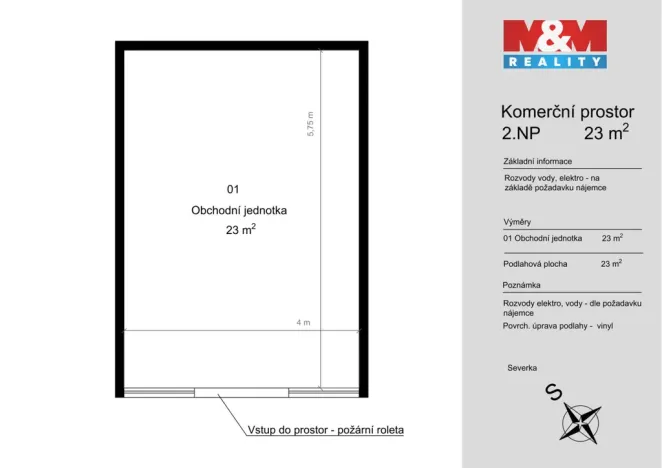 Pronájem obchodního prostoru, Benešov, Vnoučkova, 23 m2