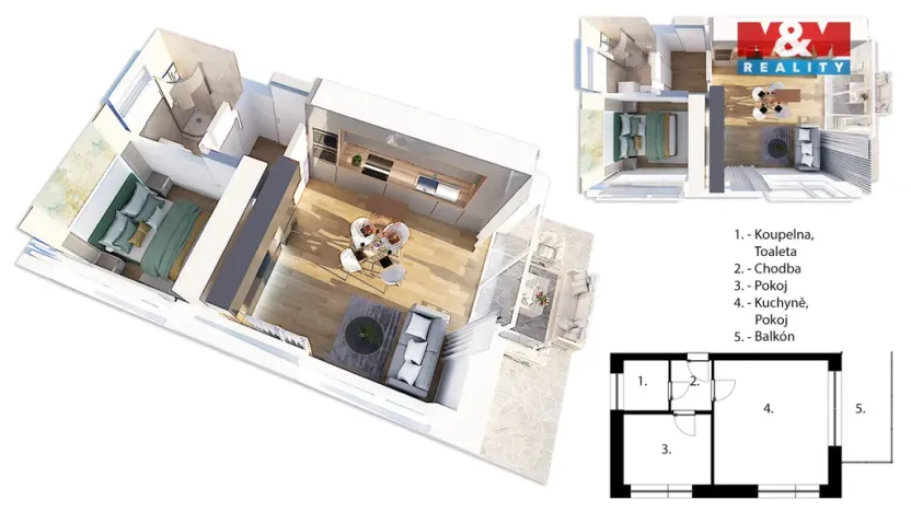 Prodej bytu 2+kk, Králíky - Červený Potok, 39 m2