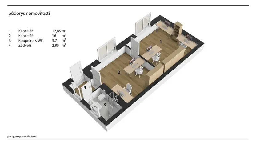 Pronájem kanceláře, Pardubice, Chrudimská, 149 m2