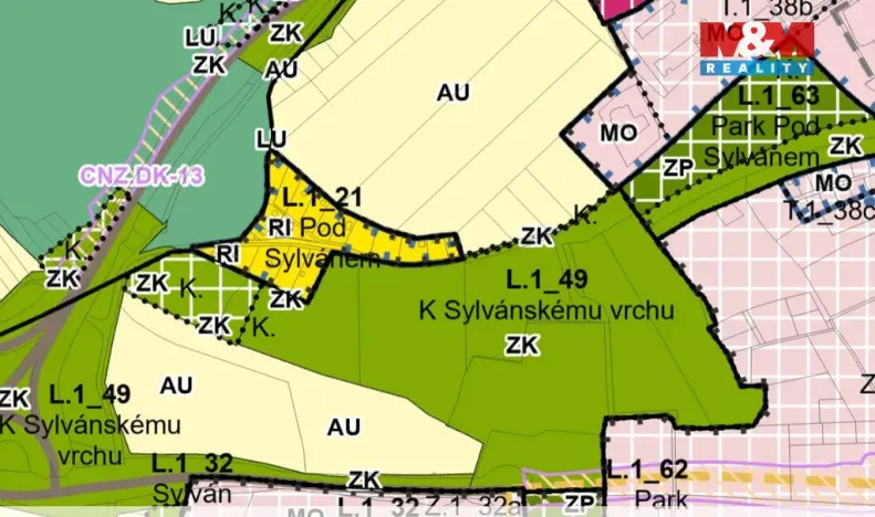 Prodej pozemku pro bydlení, Plzeň, Pod Sylvánem, 1414 m2