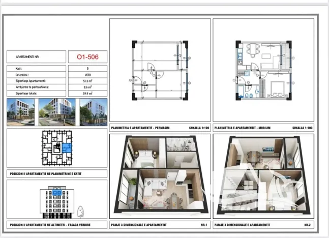 Prodej bytu 2+kk, Qerret, Albánie, 59 m2