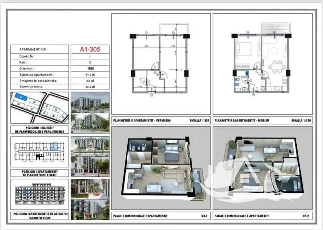 Prodej bytu 2+kk, Qerret, Albánie, 68 m2
