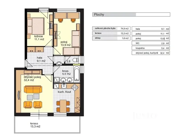 Pronájem bytu 3+kk, Písek, Karla Boromejského, 74 m2